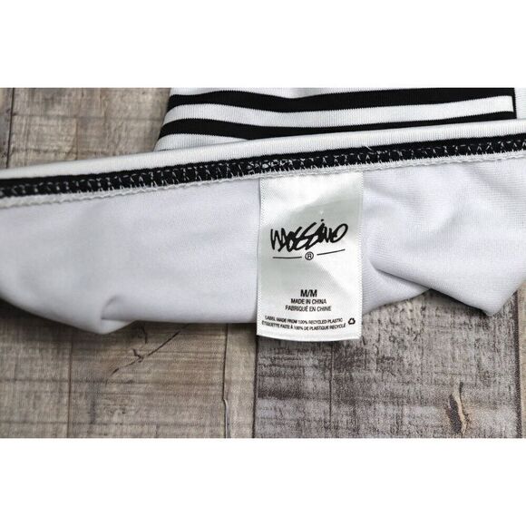 Mossimo Solid Stripe Black White Halter Swim Top Bikini 2pc Swimsuit sz MEDIUM - Picture 11 of 14
